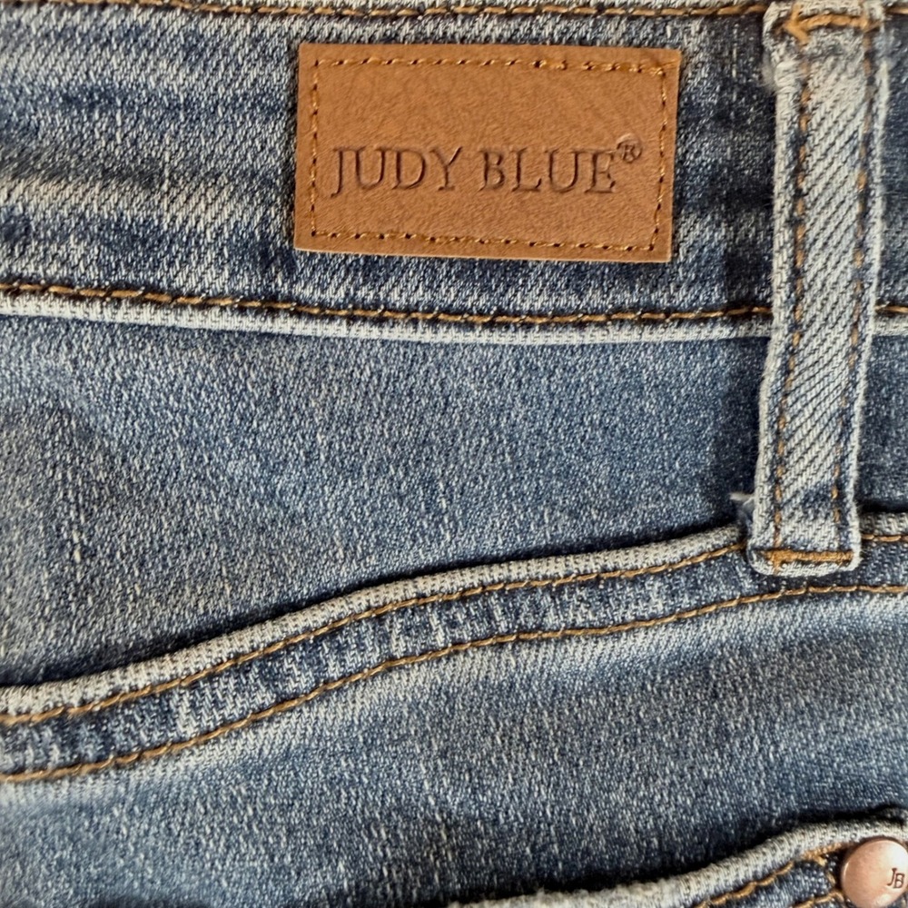 Judy Blue Flare Jeans 7/28 Distressed High Rise Blue Bell Bottom JB88480 - Picture 4 of 10
